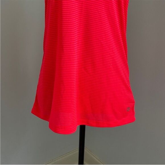 GAP Fit Racerback Tank Top XS Neon Orange Pink Striped Athleisure Running Shirt - Picture 6 of 10